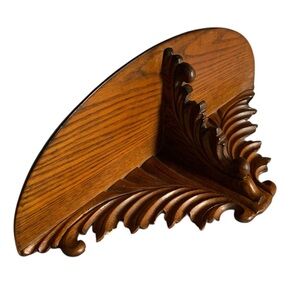 Vintage Large Carved Wooden Wall Shelf Home Decor Shelve Wall Midcentury FIRM$